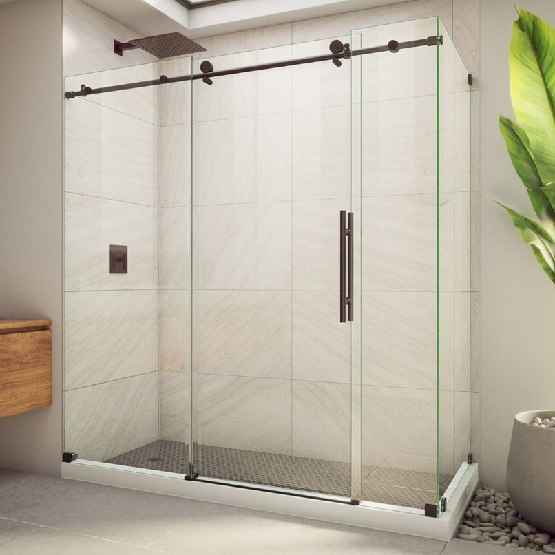 Enigma-X 76" High x 68-3/8" Wide x 32-1/2" Deep Sliding Frameless Shower Enclosure with Clear Glass - image 1