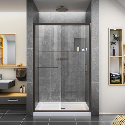 Infinity-Z 72" High x 44" Wide Sliding Semi Frameless Shower Door with Clear Glass - image 1