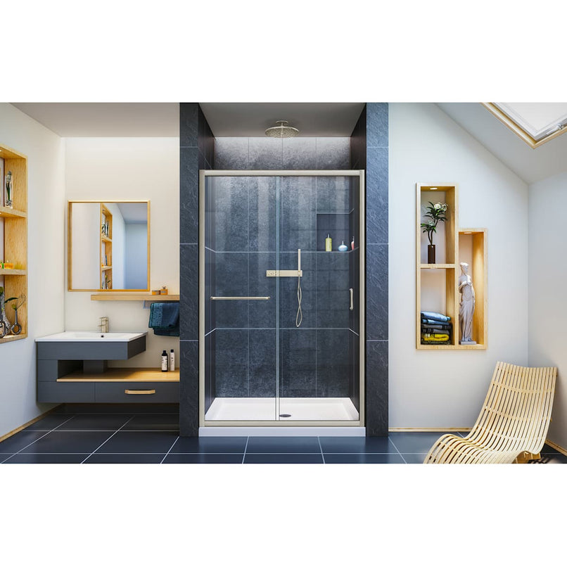 Infinity-Z 72" High x 44" Wide Sliding Semi Frameless Shower Door with Clear Glass - image 8