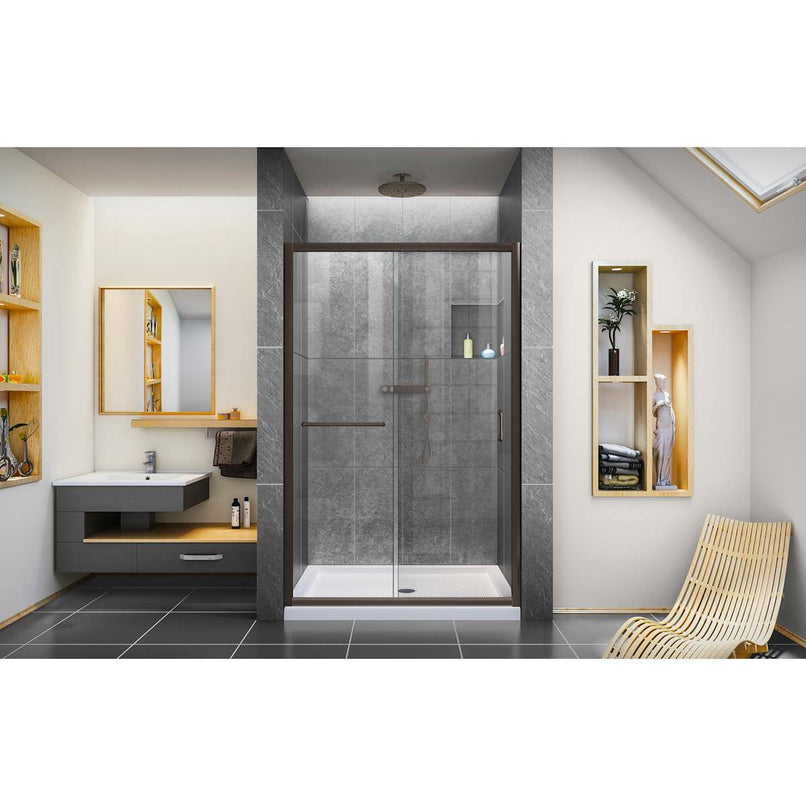 Infinity-Z 72" High x 44" Wide Sliding Semi Frameless Shower Door with Clear Glass - image 9