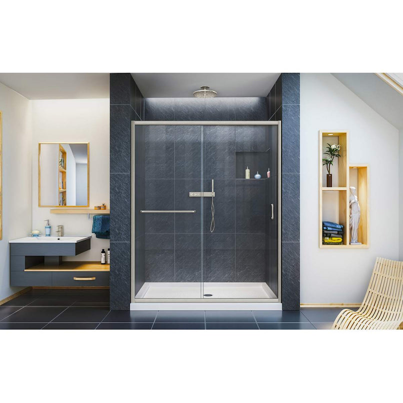 Infinity-Z 72" High x 50" Wide Sliding Semi Frameless Shower Door with Clear Glass - image 10