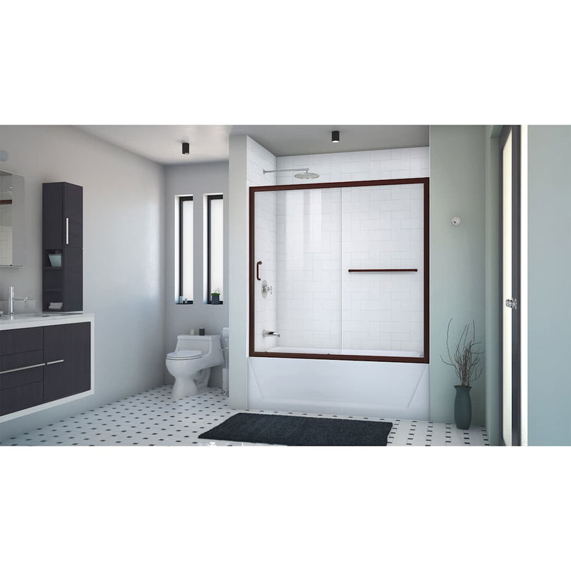 Infinity-Z 58" High x 56" Wide Sliding Semi Frameless Tub Door with Clear Glass - image 12