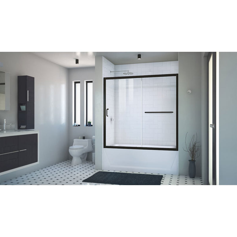 Infinity-Z 58" High x 56" Wide Sliding Semi Frameless Tub Door with Clear Glass - image 17