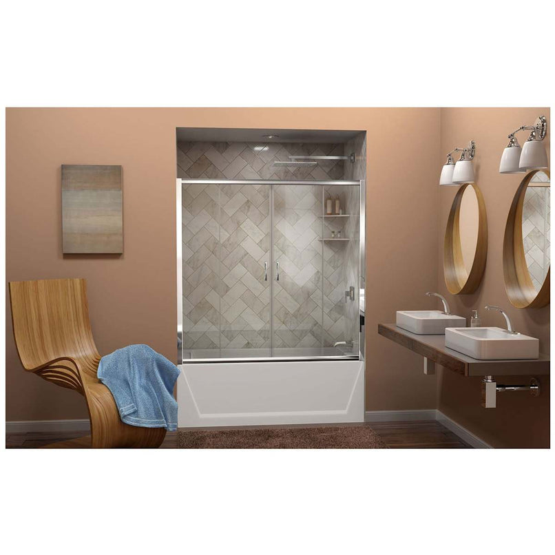 Visions 58" High x 60" Wide Sliding Framed Shower Door with Clear Glass - image 7