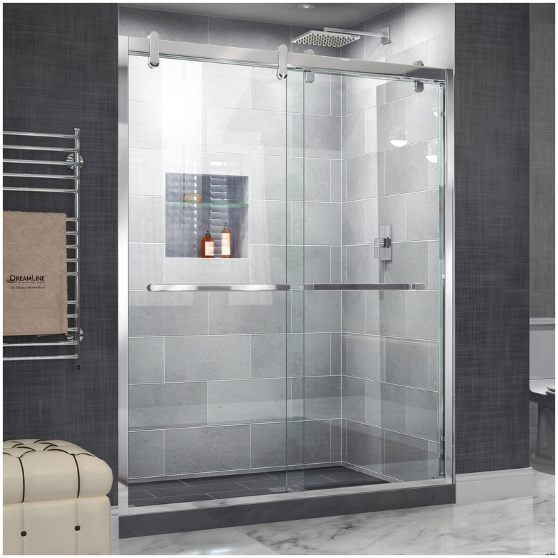 Cavalier 77 3/8" High x 60" Wide Bypass Frameless Shower Door with Clear Glass - image 1