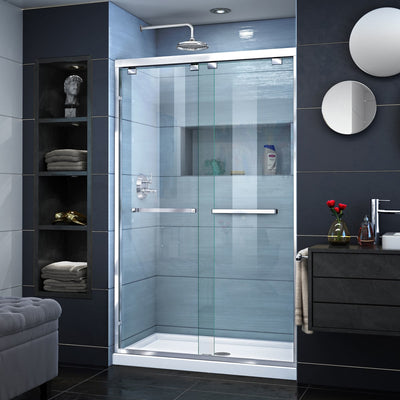 Encore 76" High x 48" Wide Bypass Semi Frameless Shower Door with Clear Glass - image 1