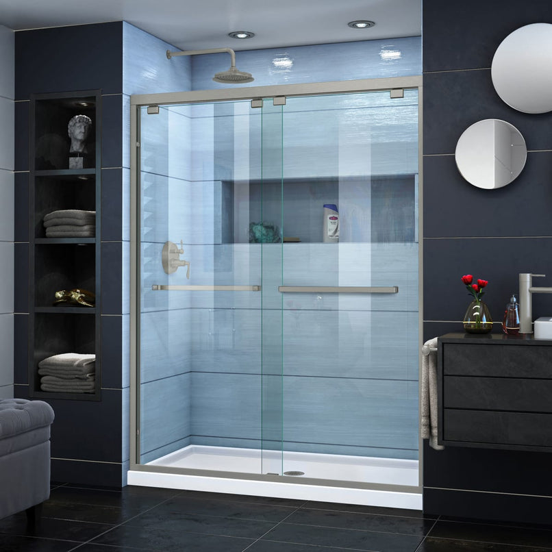 Encore 76" High x 54" Wide Bypass Semi Frameless Shower Door with Clear Glass - image 1
