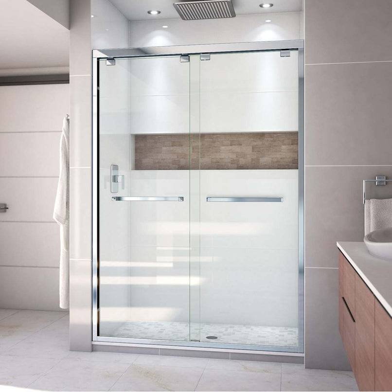 Encore 76" High x 54" Wide Bypass Semi Frameless Shower Door with Clear Glass - image 2