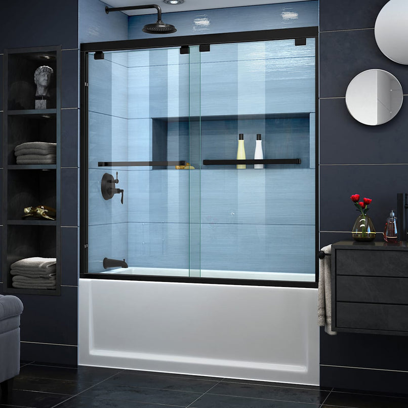 Encore 58" High x 60" Wide Bypass Semi Frameless Tub Door with Clear Glass - image 1