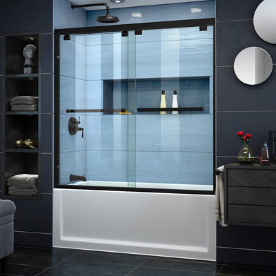 Encore 58" High x 60" Wide Bypass Semi Frameless Tub Door with Clear Glass - image 1