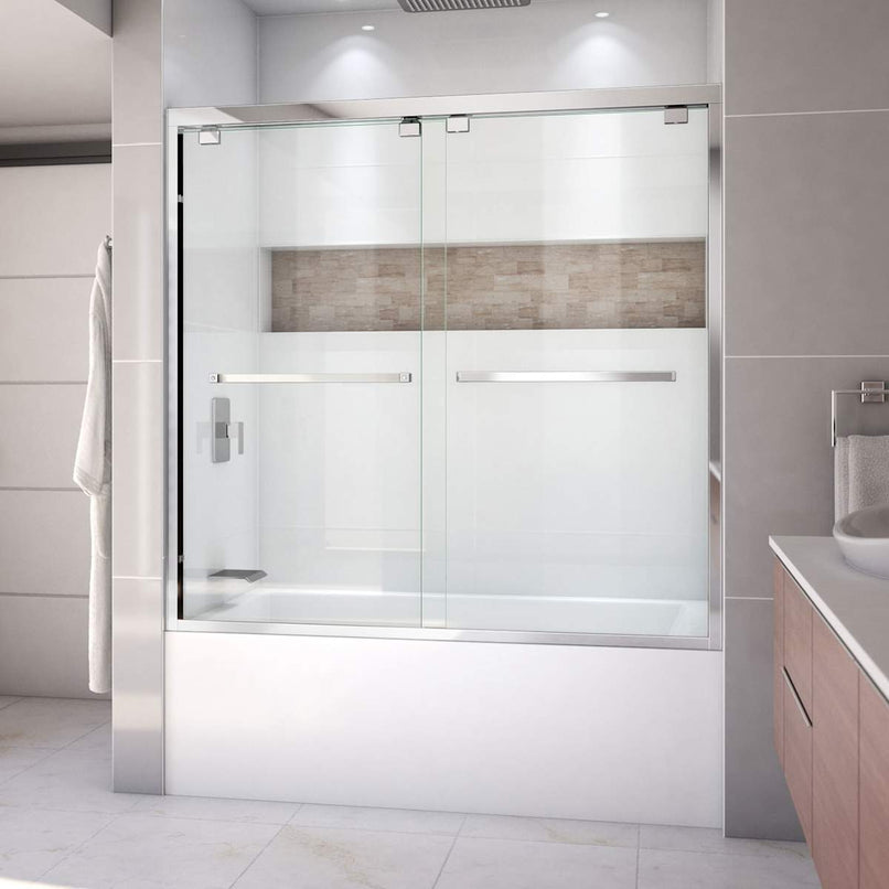 Encore 58" High x 60" Wide Bypass Semi Frameless Tub Door with Clear Glass - image 2