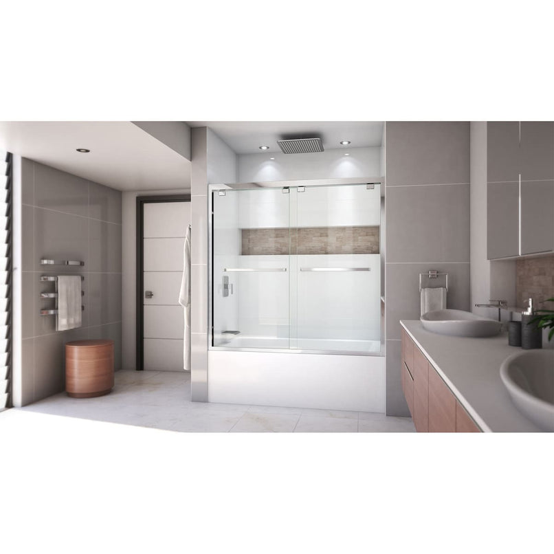Encore 58" High x 60" Wide Bypass Semi Frameless Tub Door with Clear Glass - image 3