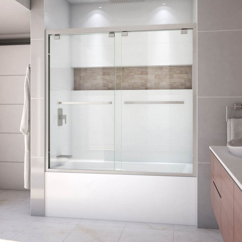 Encore 58" High x 60" Wide Bypass Semi Frameless Tub Door with Clear Glass - image 4