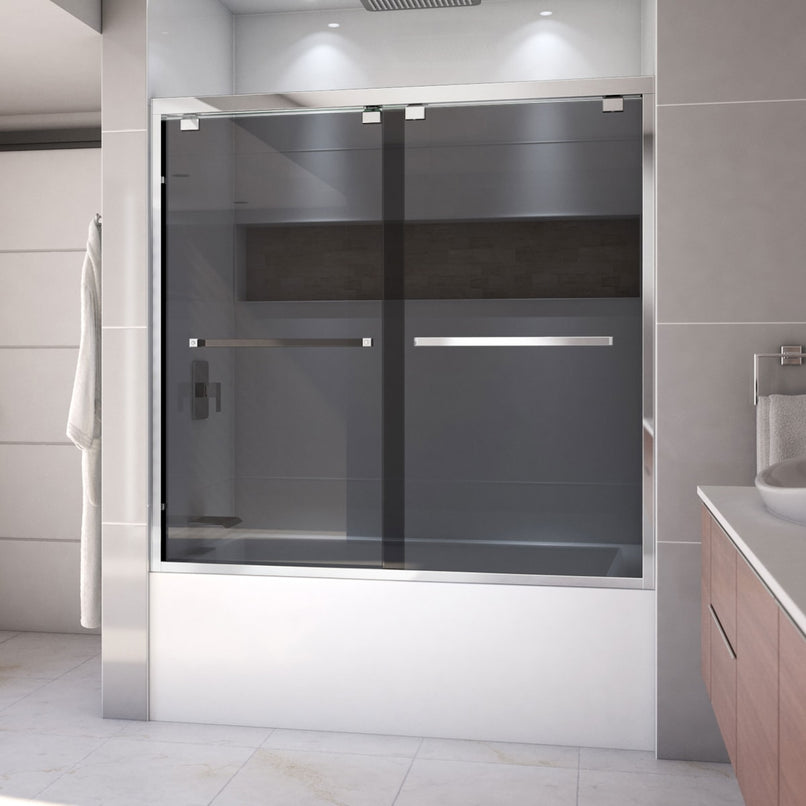 Encore 58" High x 60" Wide Bypass Semi Frameless Tub Door with Tinted Glass - image 1