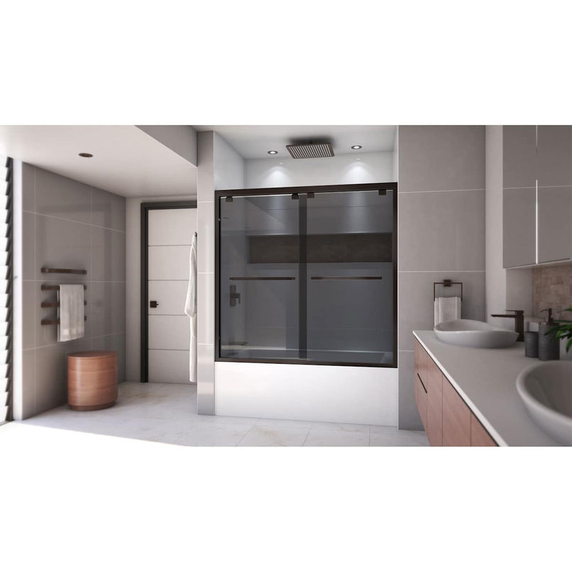 Encore 58" High x 60" Wide Bypass Semi Frameless Tub Door with Tinted Glass - image 14