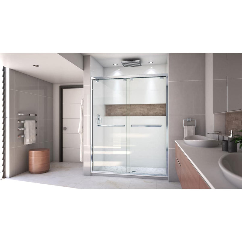 Encore 76" High x 60" Wide Bypass Semi Frameless Shower Door with Clear Glass - image 3