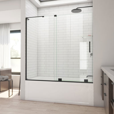 Mirage-X 58" High x 60" Wide Sliding Frameless Tub Door with Clear Glass - image 1