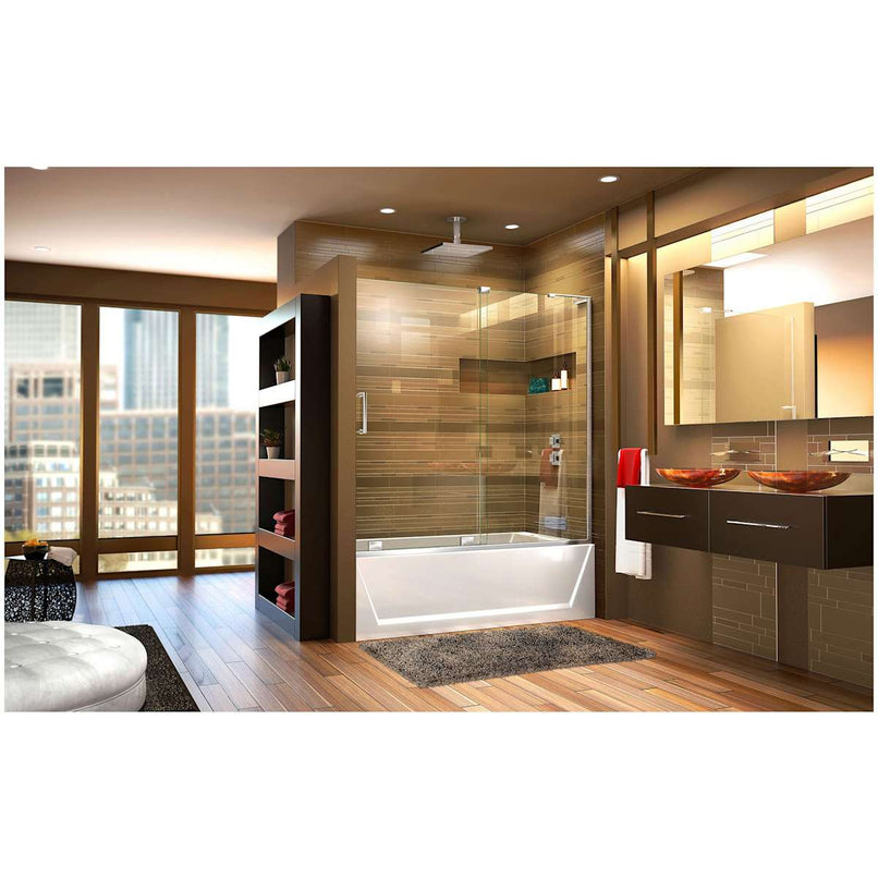 Mirage-X 60" W x 58" H Right-Wall Sliding Frameless Tub Door with Clear Glass and Fixed Right Panel - image 6