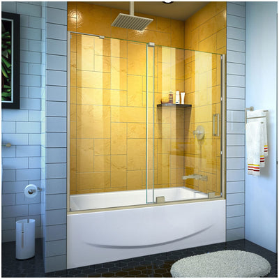 Mirage-Z 58" High x 60" Wide Sliding Frameless Shower Door with Clear Glass - image 1