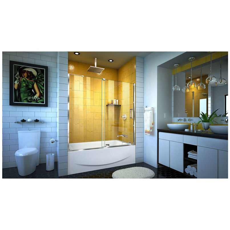 Mirage-Z 58" High x 60" Wide Sliding Frameless Shower Door with Clear Glass - image 2