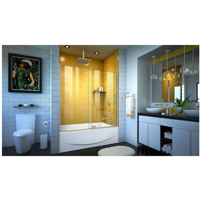 Mirage-Z 58" High x 60" Wide Sliding Frameless Shower Door with Clear Glass - image 6