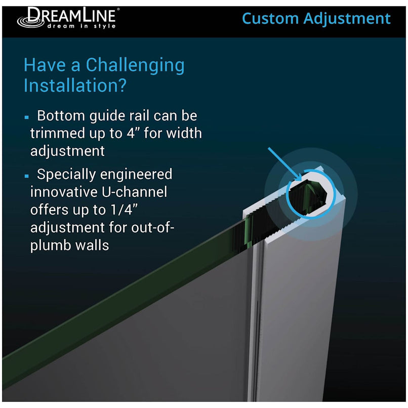 Mirage-X 72" High x 56" to 60" Width Sliding Frameless Shower Door with Clear Glass, Right-Wall Bracket - image 13
