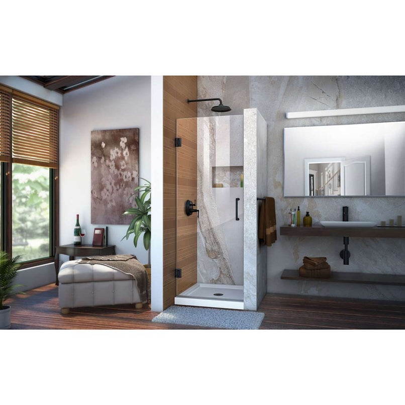Unidoor 72" High x 24" Wide Hinged Frameless Shower Door with Clear Glass - image 2