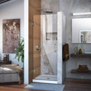 Unidoor 72" High x 26" Wide Hinged Frameless Shower Door with Clear Glass - image 1
