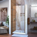 Unidoor 72" High x 31" Wide Hinged Frameless Shower Door with Clear Glass - image 1