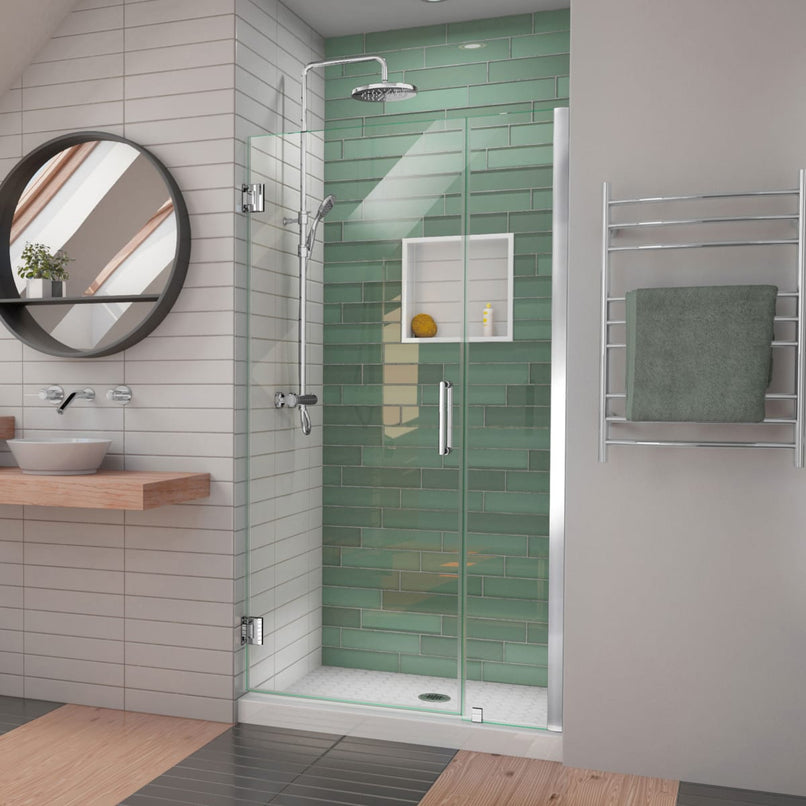 Unidoor-LS 72" High x 37" Wide Hinged Frameless Shower Door with Clear Glass - image 1