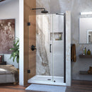 Unidoor 72" High x 42" Wide Hinged Frameless Shower Door with Clear Glass - Includes Stabilizing Arm - image 1