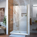 Unidoor 72" High x 42" Wide Hinged Frameless Shower Door with Clear Glass - Includes Stabilizing Arm - image 1