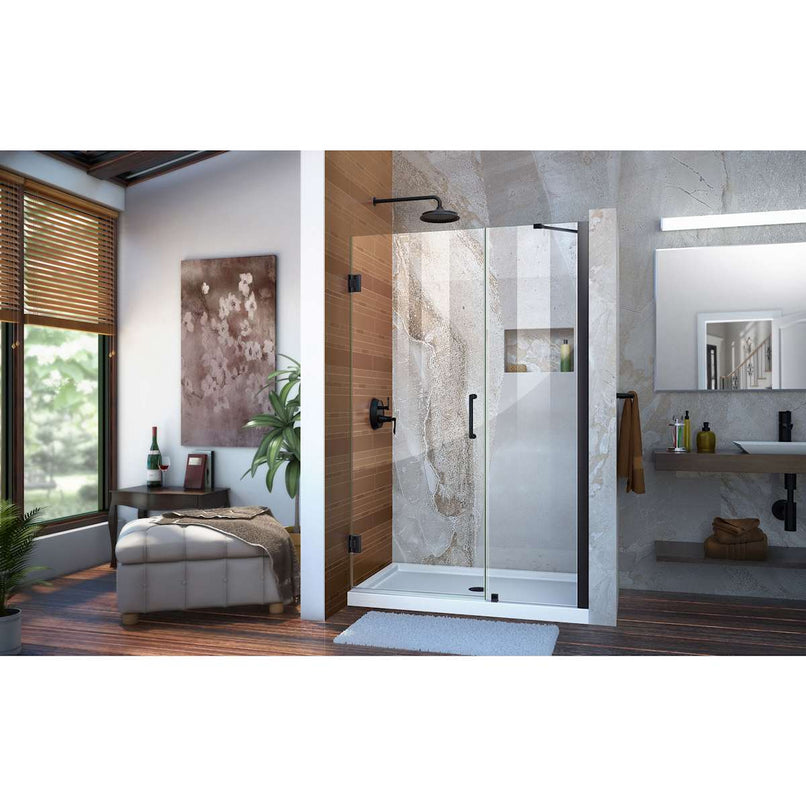 Unidoor 72" High x 45" Wide Hinged Frameless Shower Door with Clear Glass - Includes Stabilizing Arm - image 5