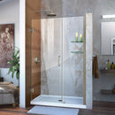 Unidoor 72" High x 49" Wide Hinged Frameless Shower Door with Clear Glass - Includes 2 Shelves - image 1