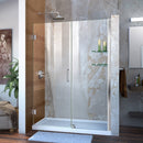 Unidoor 72" High x 54" Wide Hinged Frameless Shower Door with Clear Glass - Includes 2 Shelves - image 1