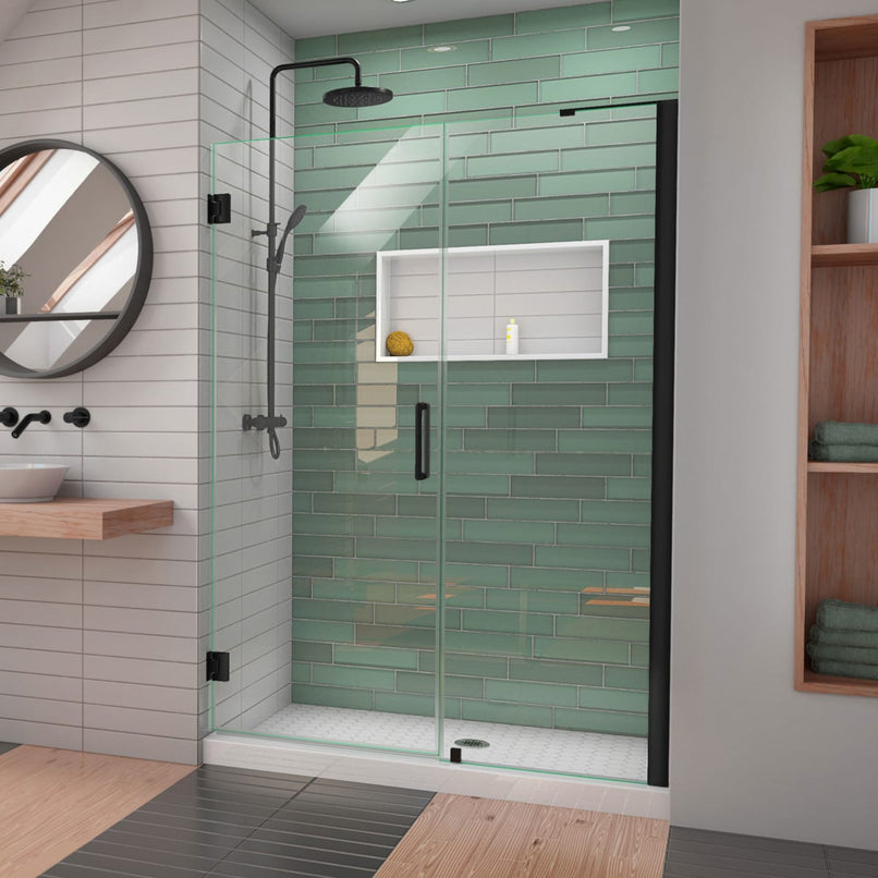 Unidoor-LS 72" High x 54" Wide Hinged Frameless Shower Door with Clear Glass - image 1