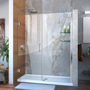 Unidoor 72" High x 57" Wide Hinged Frameless Shower Door with Clear Glass - Includes 2 Shelves - image 1