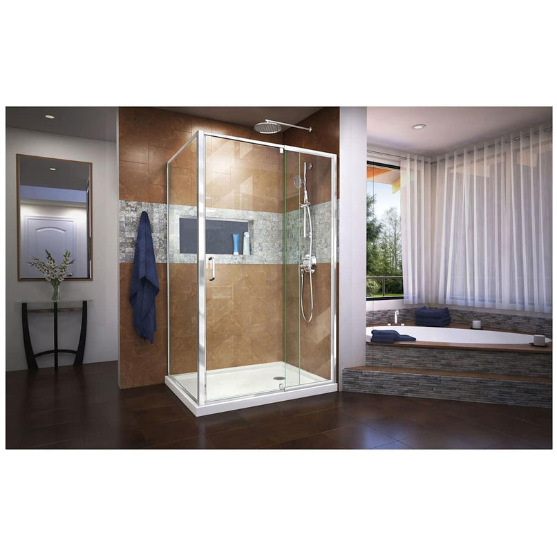 Flex 34 1/2" D x 44-48" W x 72" H Semi Frameless Pivot Shower Enclosure - image 4