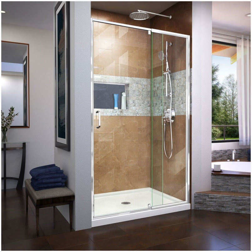 Flex 72" High x 48" Wide Hinged Framed Shower Door with Clear Glass - image 1