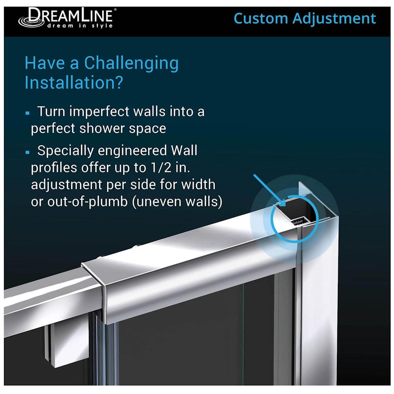 Flex 72" High x 48" Wide Hinged Framed Shower Door with Clear Glass - image 2