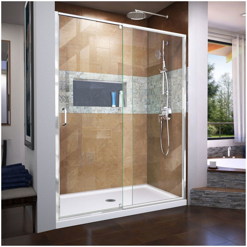 Flex 72" High x 60" Wide Hinged Framed Shower Door with Clear Glass - image 1