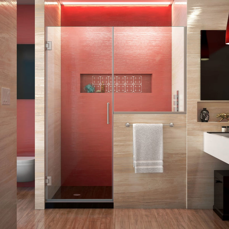 Unidoor Plus 72" High x 59-1/2" Wide Hinged Frameless Shower Door with Clear Glass - image 1