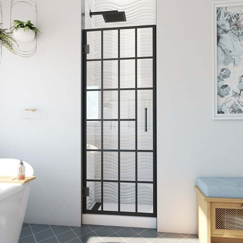Unidoor Toulon 72" High x 30" Wide Hinged Frameless Shower Door with Clear Glass - image 1
