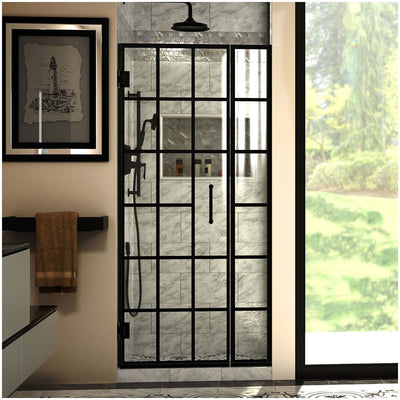 Unidoor Toulon 72" High x 34, 34.5" Wide Hinged Frameless Shower Door with Clear Glass - image 1