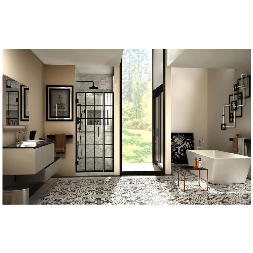 Unidoor Toulon 72" High x 34, 34.5" Wide Hinged Frameless Shower Door with Clear Glass - image 2