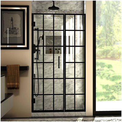 Unidoor Toulon 72" High x 40, 40.5" Wide Hinged Frameless Shower Door with Clear Glass - image 1