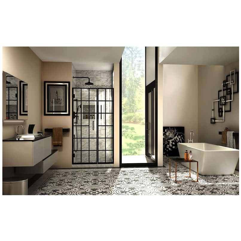 Unidoor Toulon 72" High x 40, 40.5" Wide Hinged Frameless Shower Door with Clear Glass - image 2