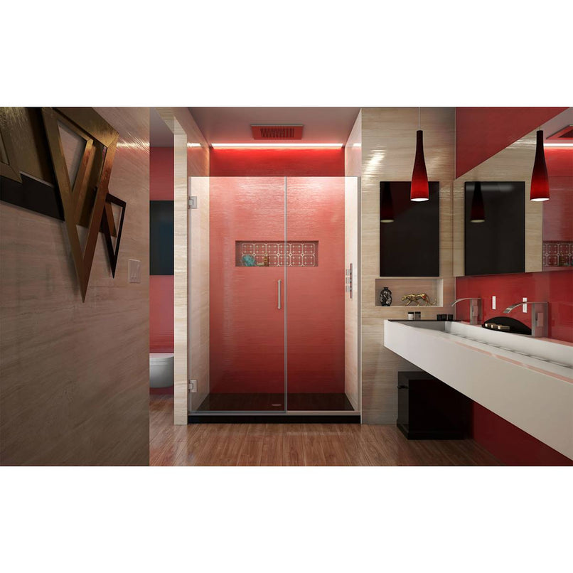Unidoor Plus 72" High x 46" Wide Hinged Frameless Shower Door with Clear Glass - image 3