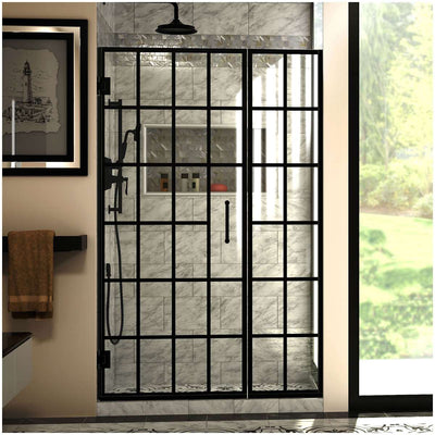 Unidoor Toulon 72" High x 46, 46.5" Wide Hinged Frameless Shower Door with Clear Glass - image 1