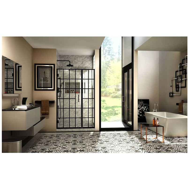 Unidoor Toulon 72" High x 46, 46.5" Wide Hinged Frameless Shower Door with Clear Glass - image 2
